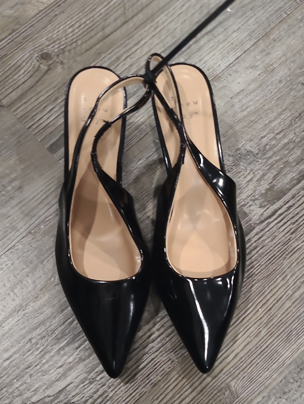 a new day Black Patent Pointed Slingback Heels Size 6.5